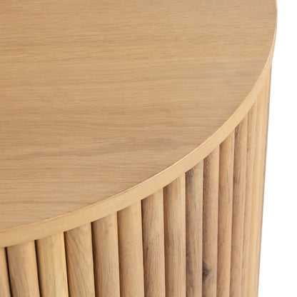Ellington Round Slatted Wood End Table – Natural Finish (Set of 2)