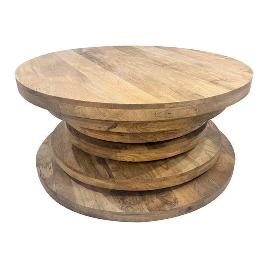 Baldwin Round Stacked Wood Cocktail or Coffee Table