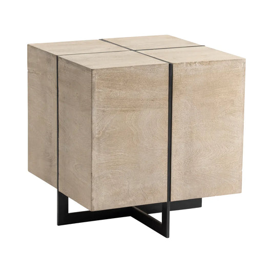 Gainwall End Table (Set of 2) - Square - Solid Wood - Metal Frame