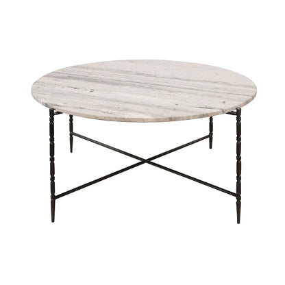 Camden Round Stone & Iron Cocktail or Coffee Table