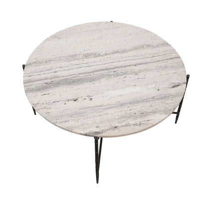 Camden Round Stone & Iron Cocktail or Coffee Table