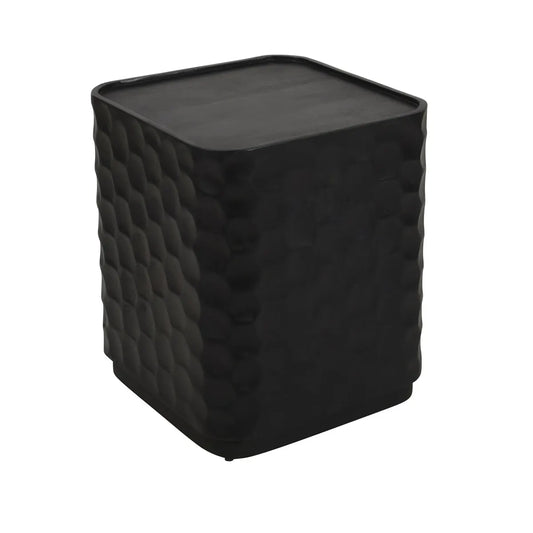 Garyt Square Hammered End Table – Black Finish (Set of 2)