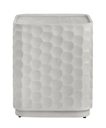 Garyt Square Hammered End Table – White Finish (Set of 2)