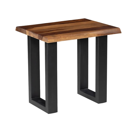 Harborview Rectangular End Table – Solid Wood & Black Metal Base (Set of 2)
