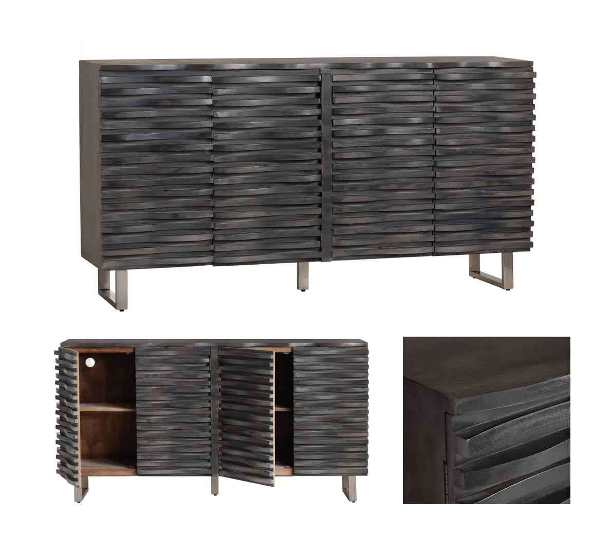 Oakvale Wave Sideboard - Grey - Contemporary, Transitional