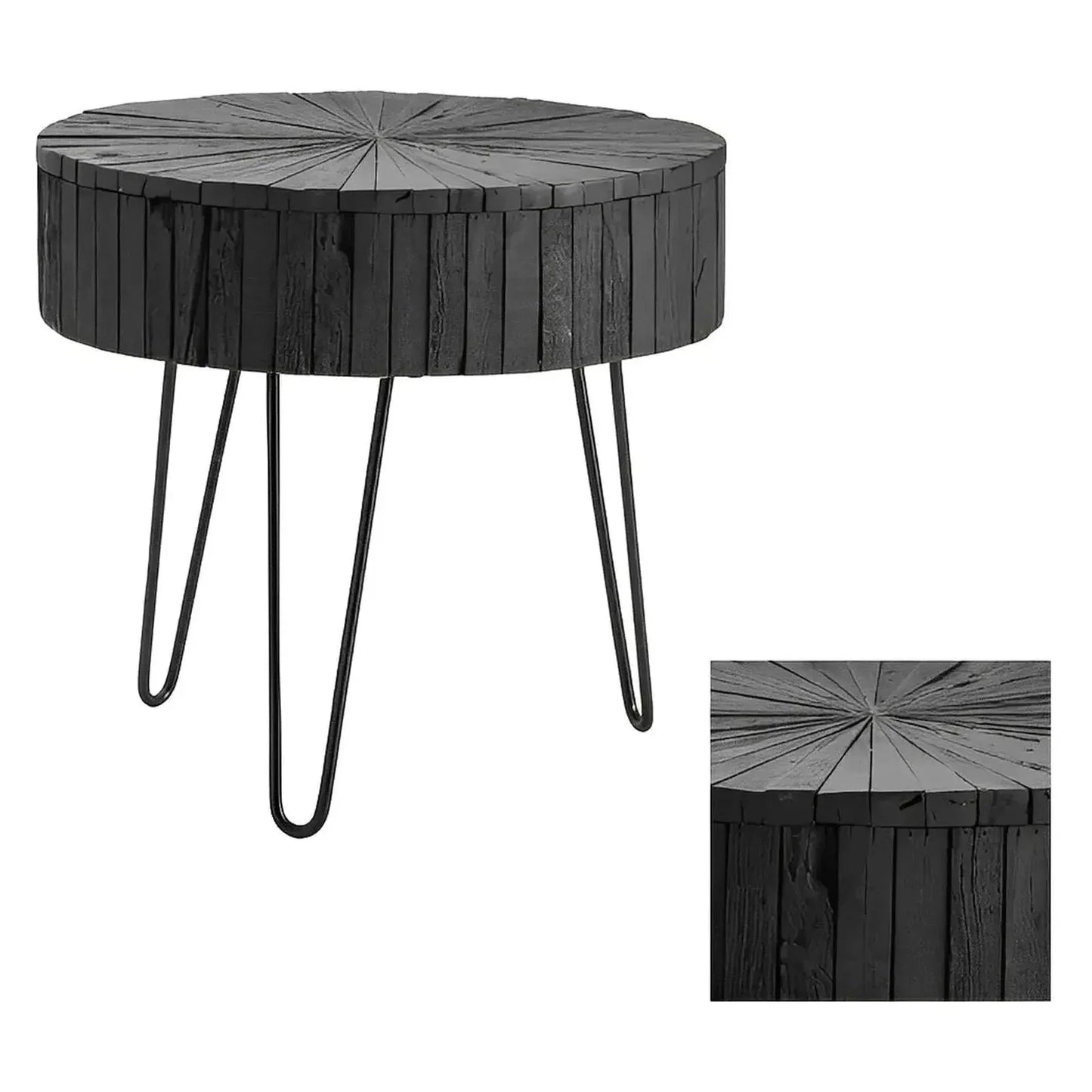 Harper End Table (Set of 2) - Round - Cylindrical - Solid Wood - Metal Frame
