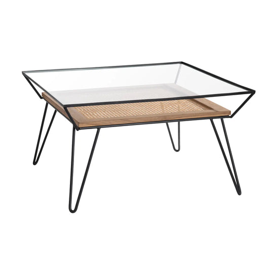 Carlisle Glass & Woven Palm Cocktail or Coffee Table
