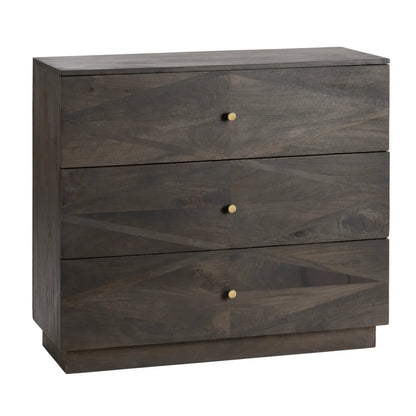 Portsmouth Stained Brown Nightstands (2-Pack), Mango Wood, Metal, Transitional, tapered legs, brushed metal accents