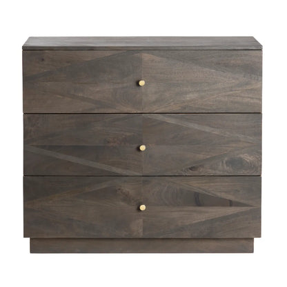 Portsmouth Stained Brown Nightstands (2-Pack), Mango Wood, Metal, Transitional, tapered legs, brushed metal accents
