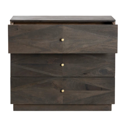 Portsmouth Stained Brown Nightstands (2-Pack), Mango Wood, Metal, Transitional, tapered legs, brushed metal accents