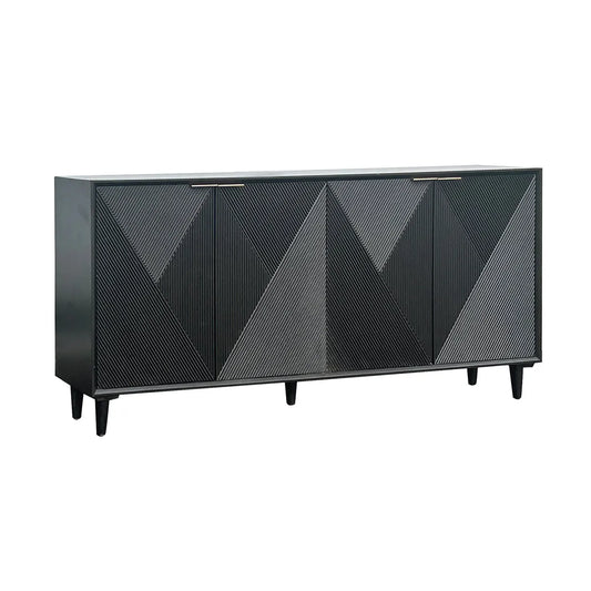 Glenhaven Four-Door Sideboard (Black) - Black - Contemporary