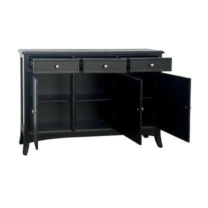 Laurelton Three-Drawer Sideboard - Black - Rustic