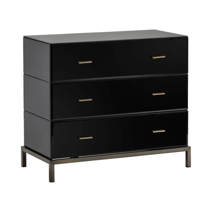 Essex Polished Black Nightstands (2-Pack), Metal, Mirror, Wood, Contemporary, Transitional, tapered legs, brushed metal
