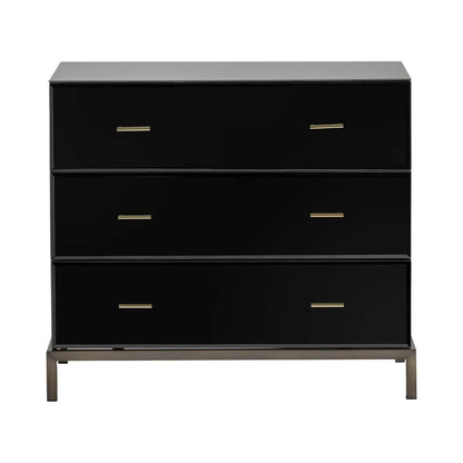 Essex Polished Black Nightstands (2-Pack), Metal, Mirror, Wood, Contemporary, Transitional, tapered legs, brushed metal