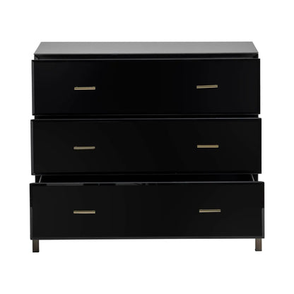 Essex Polished Black Nightstands (2-Pack), Metal, Mirror, Wood, Contemporary, Transitional, tapered legs, brushed metal