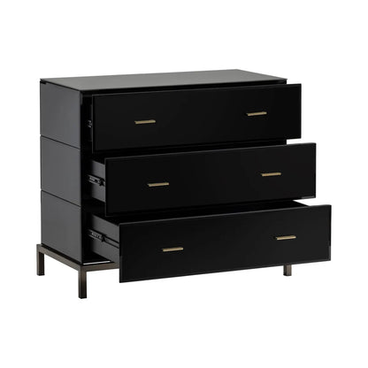 Essex Polished Black Nightstands (2-Pack), Metal, Mirror, Wood, Contemporary, Transitional, tapered legs, brushed metal