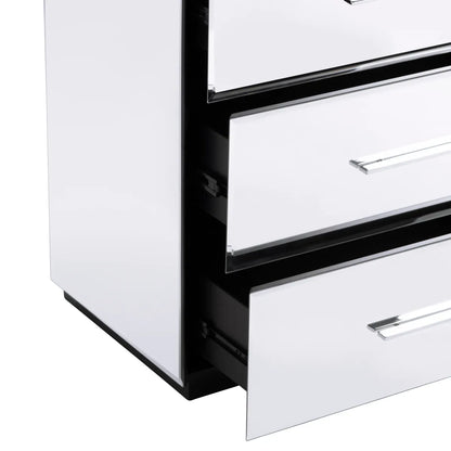 Mystic Falls Plated Mirror Nightstands (2-Pack), Metal, Mirror, Contemporary, Transitional, tapered legs, brushed metal