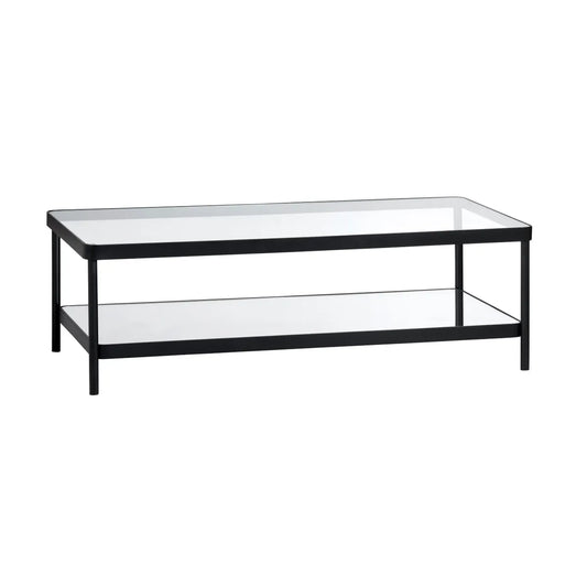 Stratford Glass & Black Metal Cocktail or Coffee Table