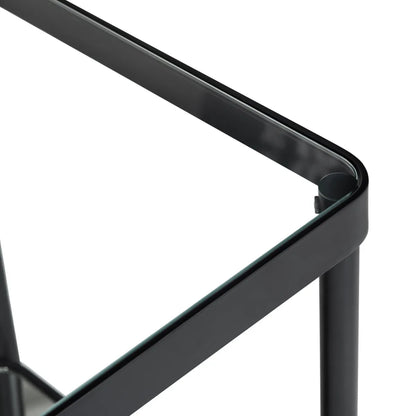 Stratford Square Glass & Metal End Table – Black Frame (Set of 2)