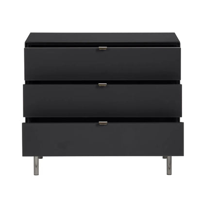 Greenville Black Nightstands (2-Pack) Contemporary, Transitional, tapered legs, felt-lined top drawers