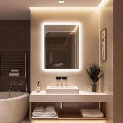 Edge Glow LED Bathroom Mirror (20-40 in) - Adjustable Brightness and Color Temperature - Anti-Fog
