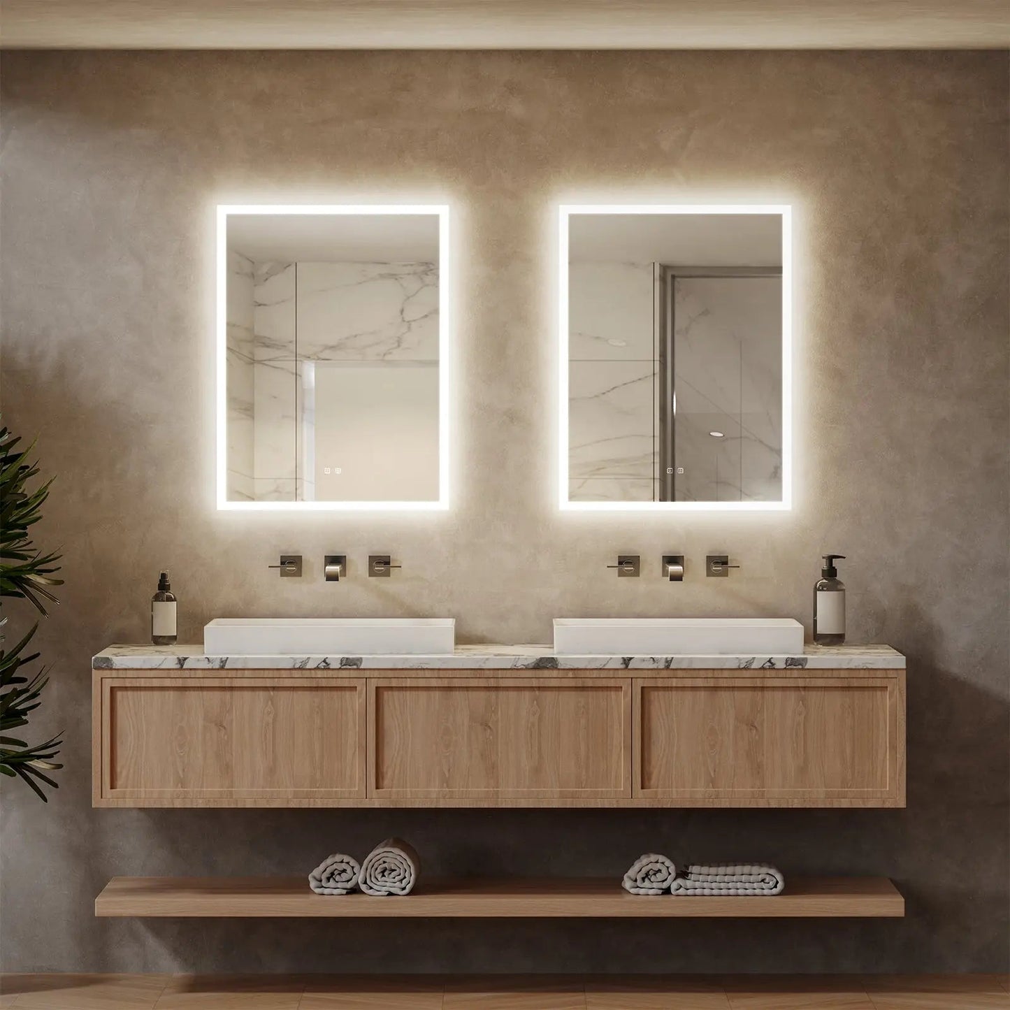 Edge Glow LED Bathroom Mirror (20-40 in) - Adjustable Brightness and Color Temperature - Anti-Fog