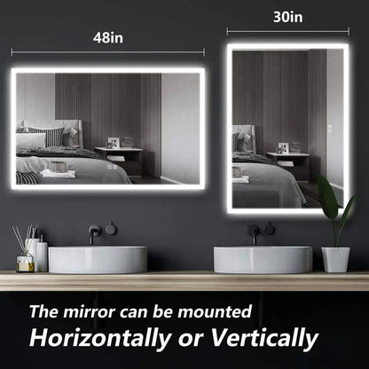 Edge Glow LED Bathroom Mirror (20-40 in) - Adjustable Brightness and Color Temperature - Anti-Fog