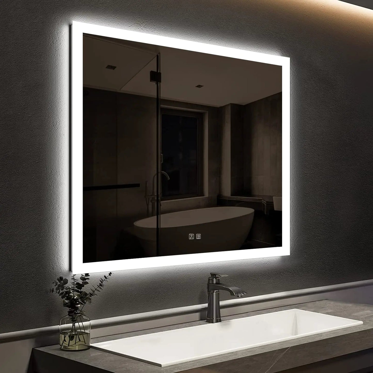 Edge Glow LED Bathroom Mirror (20-40 in) - Adjustable Brightness and Color Temperature - Anti-Fog