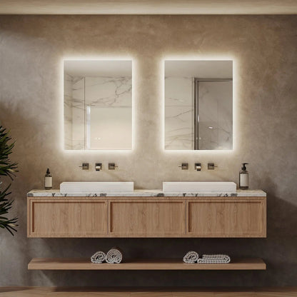 Compact Sleek Backlit LED Bathroom Mirror (20-40 in) - Adjustable Brightness and Color Temperature - Anti-Fog