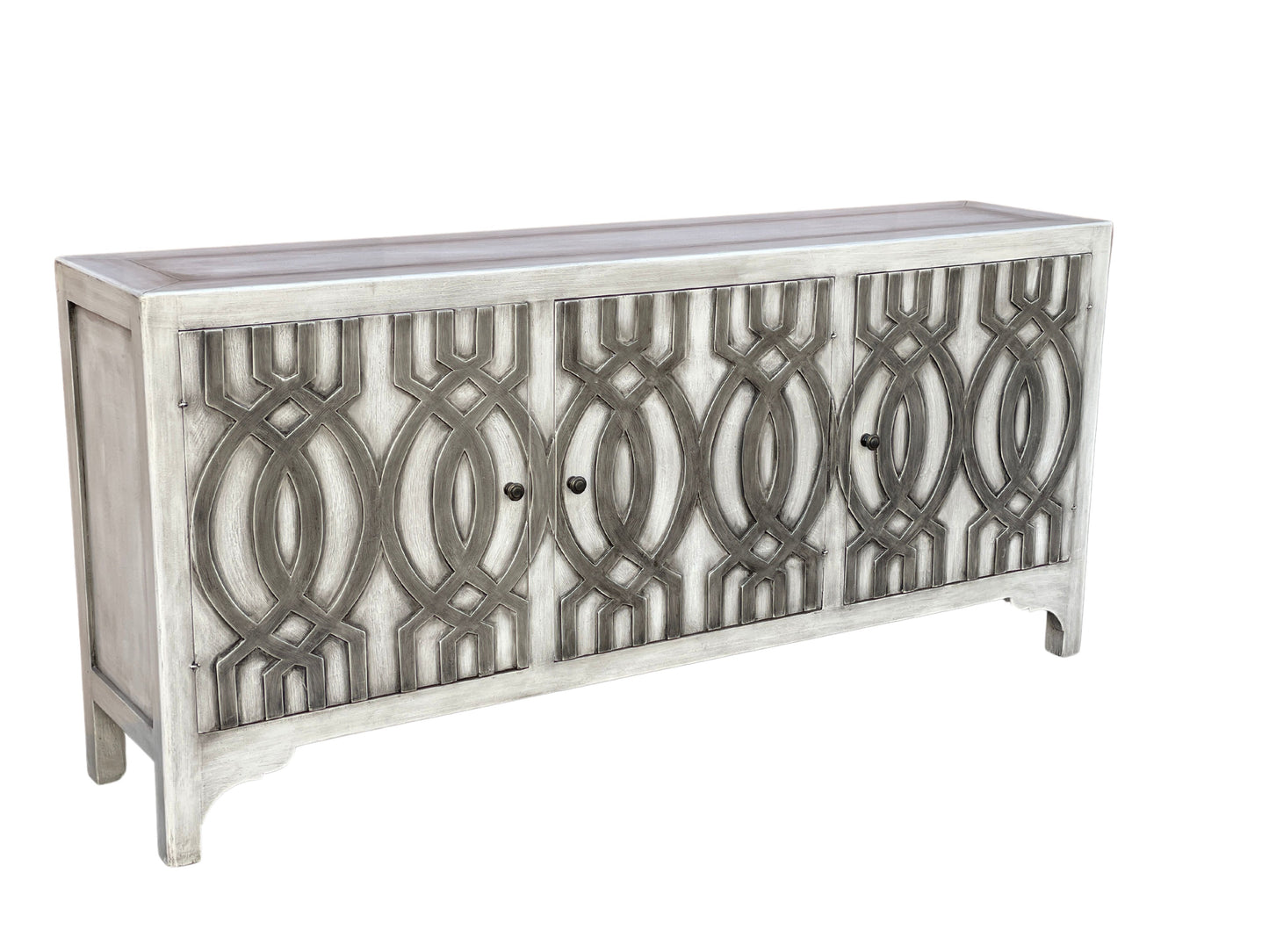 Lisbon Antique Silver Dining Room Buffet Table Handcrafted Luxury Timeless Statement - 17x78x36