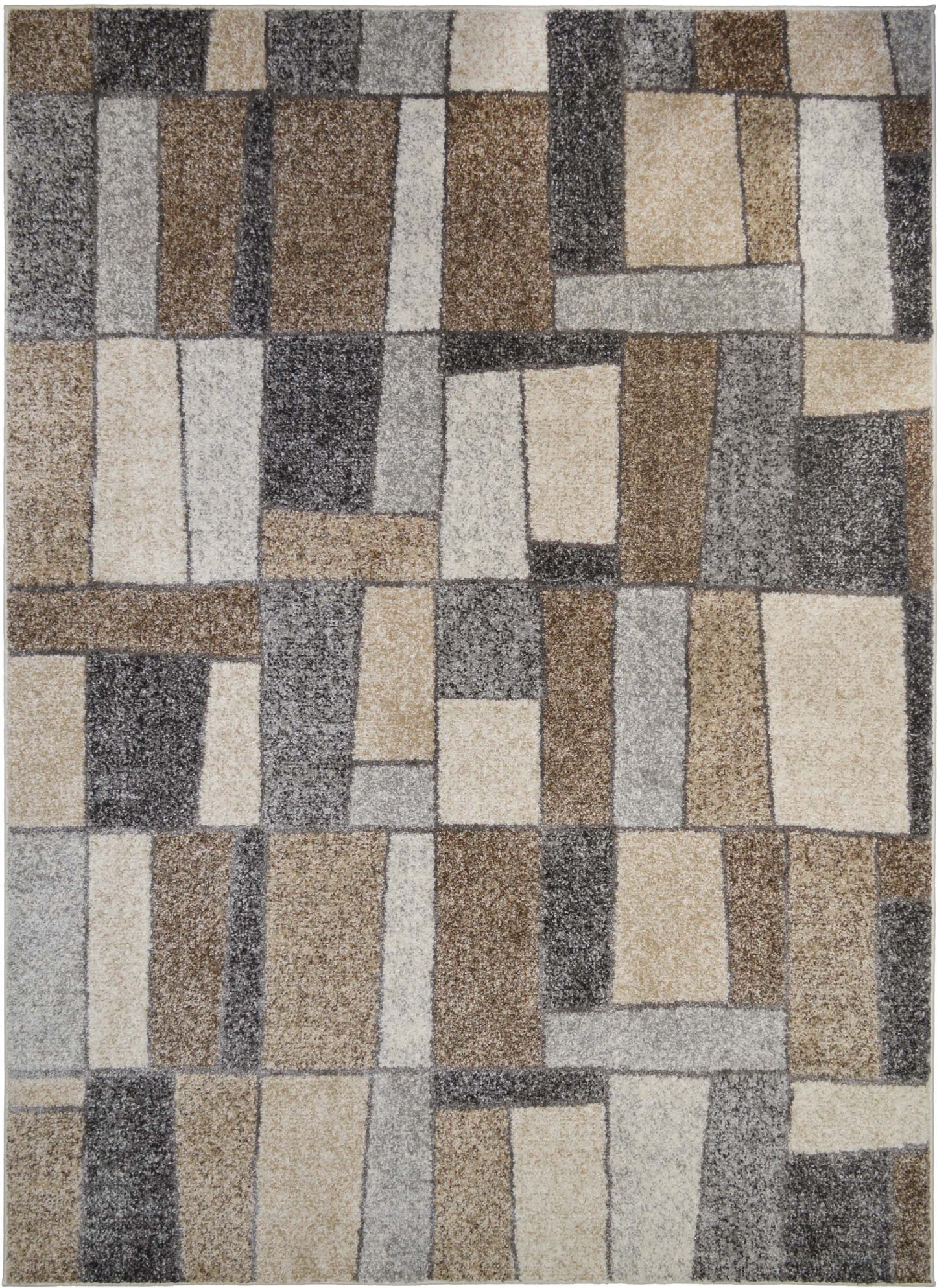 Denver High/Low Textured Rugs 12mm Pile Height -  Gridlock Multi 5'3"x7'3"