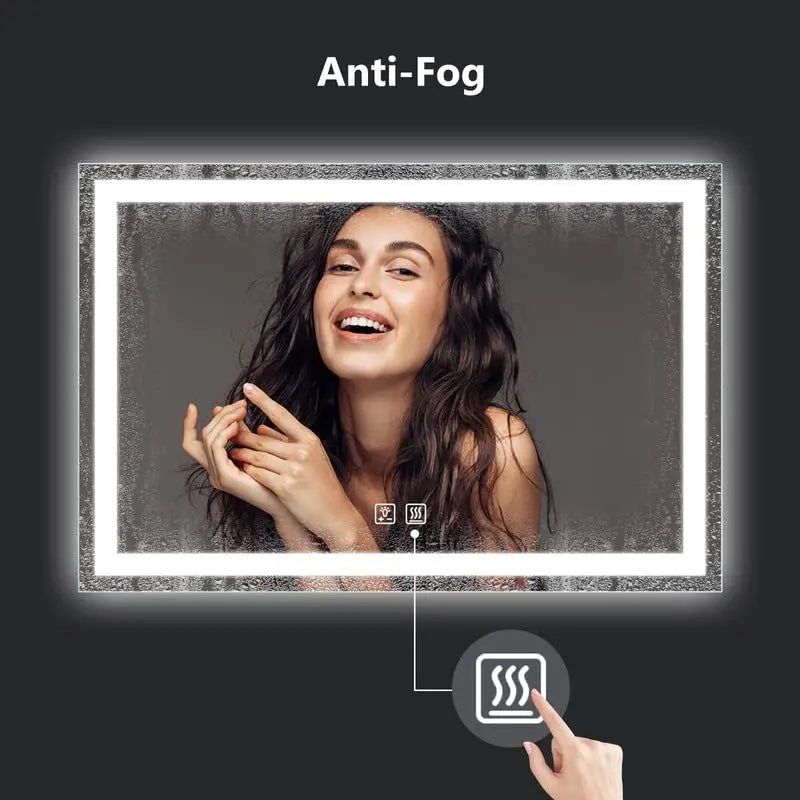 Deluxe Center Glow LED Bathroom Mirror (50+ in) - Adjustable Brightness and Color Temperature - Anti-Fog