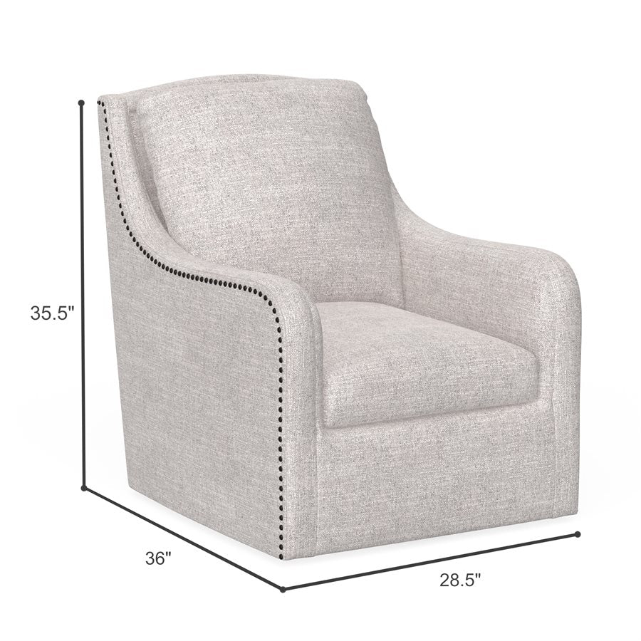 Cream Fabric Accent Chair with Nail Trim (2-Pack)