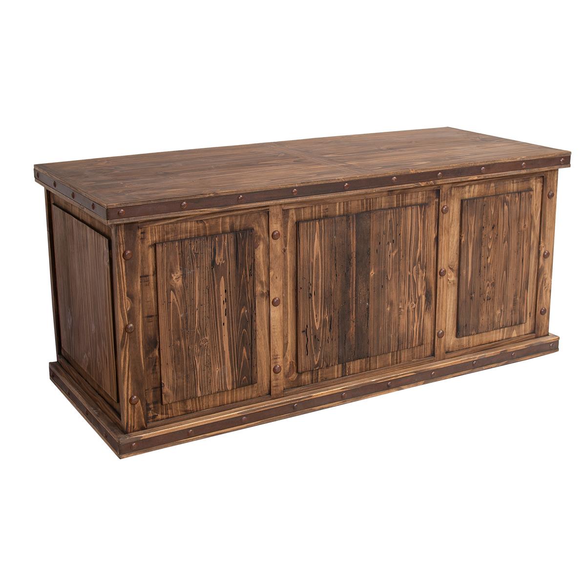 Santiago River Executive Desk – Solid Wood – Hand Crafted – Iron Trim