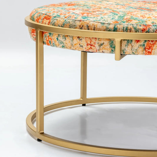 Bellamy Round Printed Upholstered Drum Cocktail or Coffee Table
