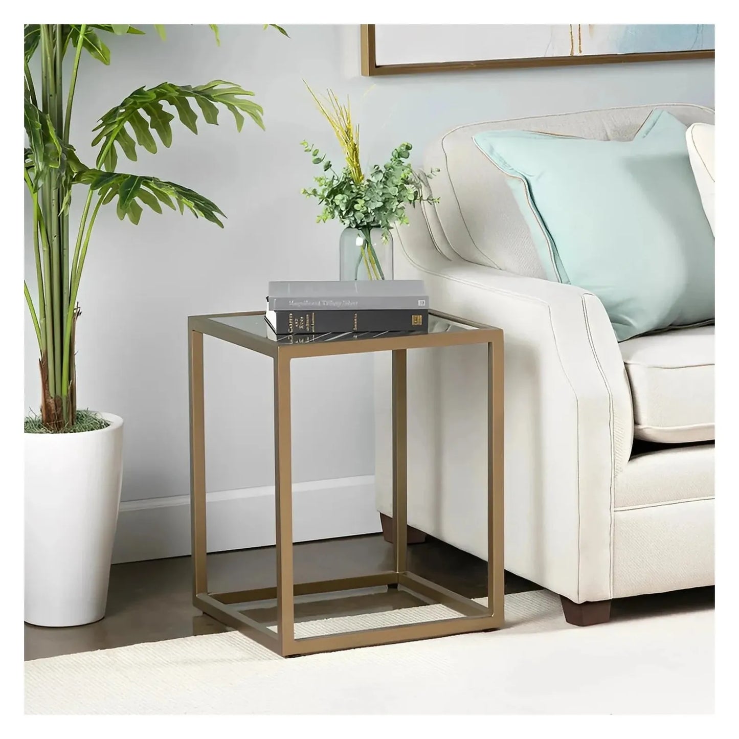 Hamilton End Table (Set of 2) - Metal Frame - Glass Top