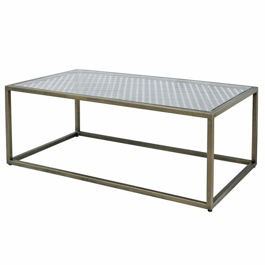 Hamilton Rectangular Iron & Glass Cocktail or Coffee Table