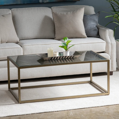 Hamilton Rectangular Iron & Glass Cocktail or Coffee Table