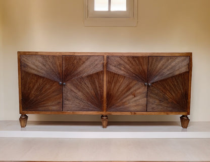 Perreux Cognac Walnut Dining Room Buffet Table - 79W x 19.5D x 36H