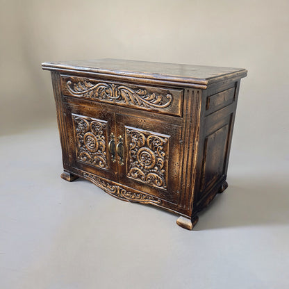 Couhé Nightstands (2-Pack) Antique Bronze Finish, Intricate Carved Scrollwork Front Panels