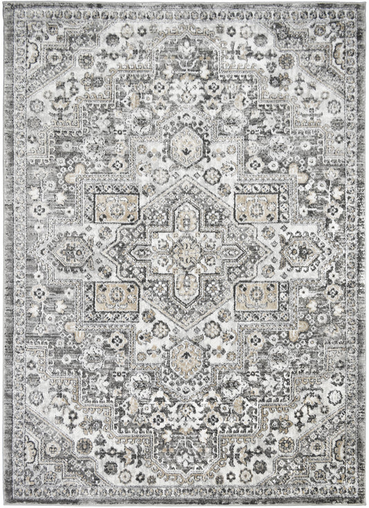 Firenze Area Rug Radiance Gray 7'10"x9'10" Traditional Design, Low-Profile 9mm pile height, Thin
