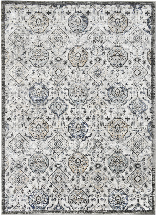 Firenze Area Rug Charlotte Ivory 7'10"x9'10" Traditional Design, Low-Profile 9mm pile height, Thin