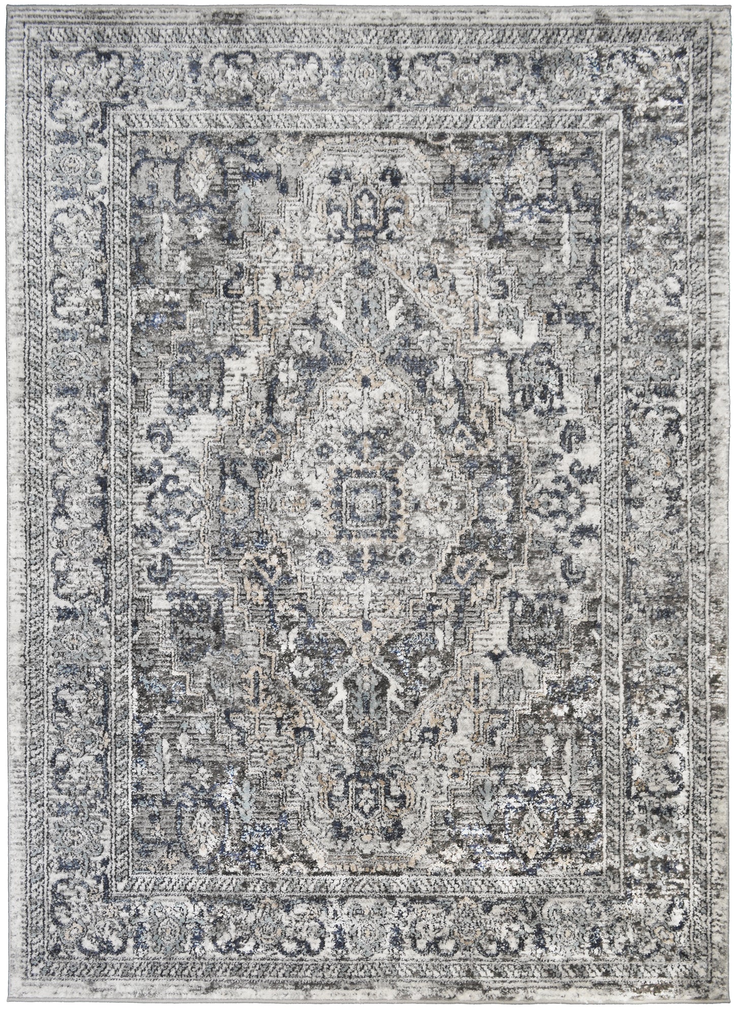 Firenze Area Rug Palatial Ivory 7'10"x9'10" Traditional Design, Low-Profile 9mm pile height, Thin