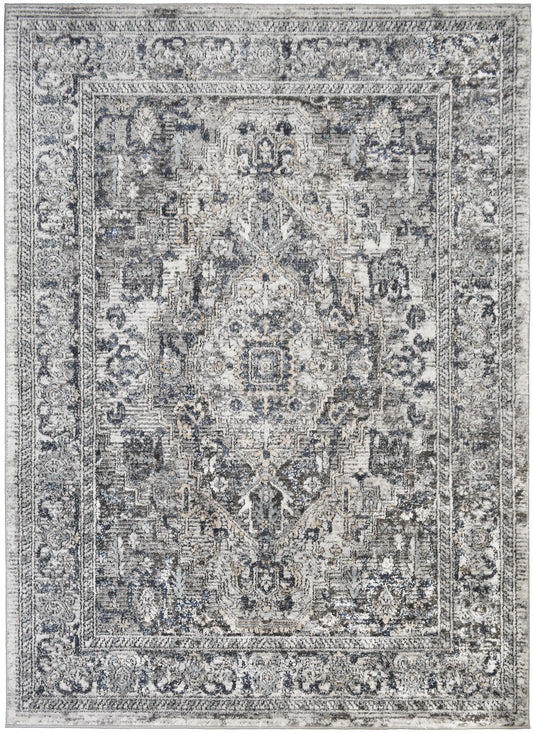 Firenze Area Rug Palatial Ivory 7'10"x9'10" Traditional Design, Low-Profile 9mm pile height, Thin