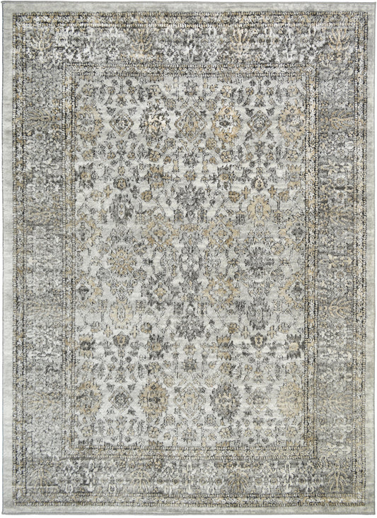 Firenze Area Rug Grandeur Ivory/Gray 7'10"x9'10" Traditional Design, Low-Profile 9mm pile height, Thin