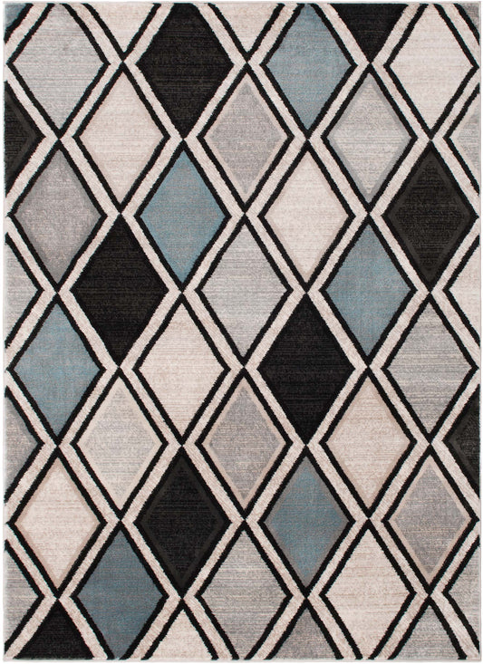 Galleria Area Rug Diamond Multi 5'3"x7'3" Contemporary, Geometric Design, 10mm pile height, Thin