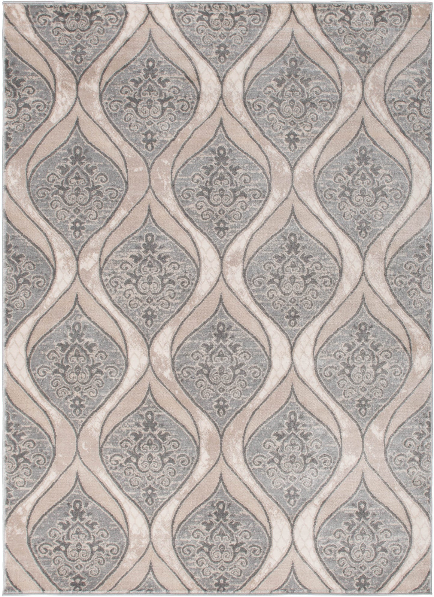 Galleria Area Rug Aurora Gray 7'10"x9'10" Contemporary, Geometric Design, 10mm pile height, Thin