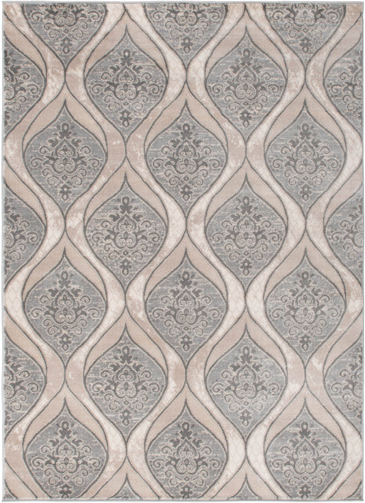 Galleria Area Rug Aurora Gray 7'10"x9'10" Contemporary, Geometric Design, 10mm pile height, Thin