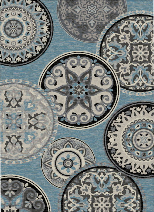 Galleria Area Rug Cosmo Blue 5'3"x7'3" Contemporary, Geometric Design, 10mm pile height, Thin