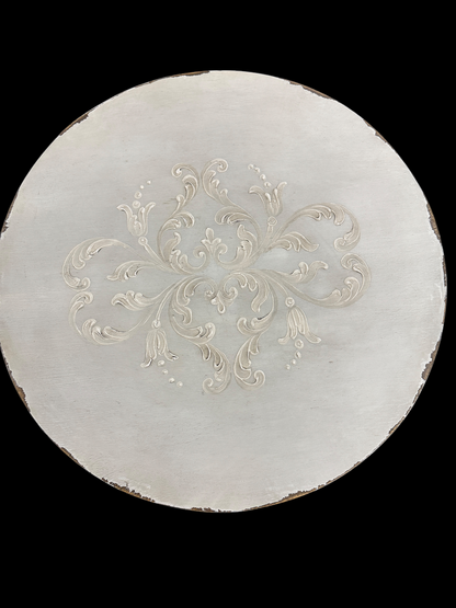 Vallon-Pont-d’Arc End Tables (2-Pack), Distressed White, Carved Acanthus Leaf Pedestal